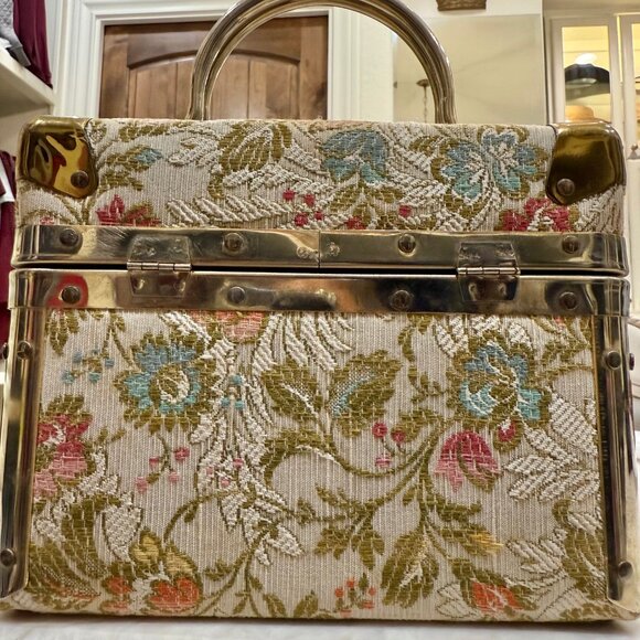 Vintage DELILL Tapestry Train-Case/Box Purse Made in Italy, 1950s/1960s - Picture 9 of 12